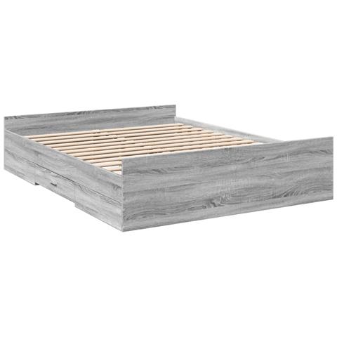 Giroletto Cassetti Grigio Sonoma 160x200 Cm Legno Multistrato - Foto 3