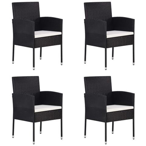 Sedie Da Giardino Con Cuscini Bianco Crema 4pz Nere Polyrattan - Foto 1