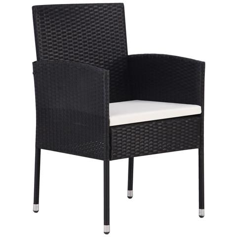 Sedie Da Giardino Con Cuscini Bianco Crema 4pz Nere Polyrattan - Foto 2