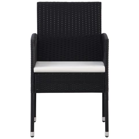 Sedie Da Giardino Con Cuscini Bianco Crema 4pz Nere Polyrattan - Foto 3