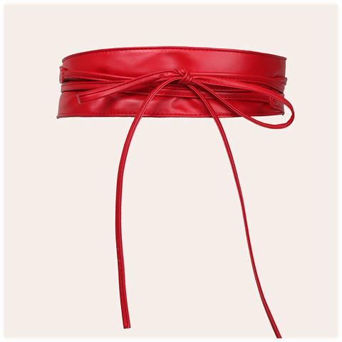 Elegante Cintura Obi In Pelle Pu, Cintura Avvolgente Da 360 Cm Per Donna Red - Foto 2