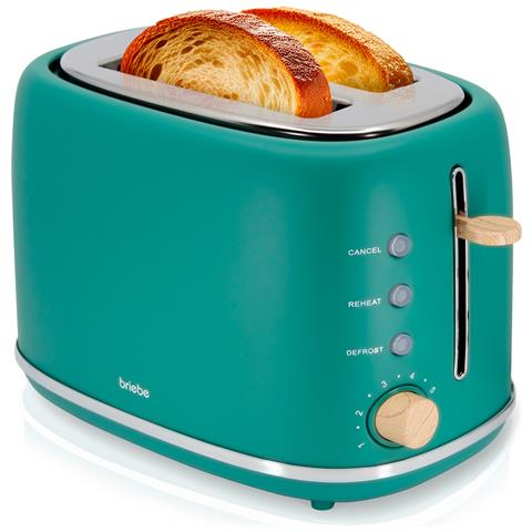 Briebe Ta1166gre Nordic Tostapane A Fessura Larga A 2 Fette, 6 Livelli Di Tostatura, Pinze 870w Verde - Foto 1