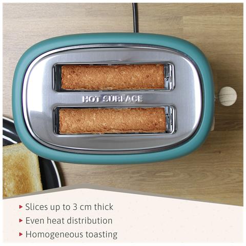 Briebe Ta1166gre Nordic Tostapane A Fessura Larga A 2 Fette, 6 Livelli Di Tostatura, Pinze 870w Verde - Foto 2