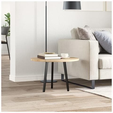 Piano Tavolo Rotondo 60x2 Cm In Legno Massello Di Acacia - Foto 3