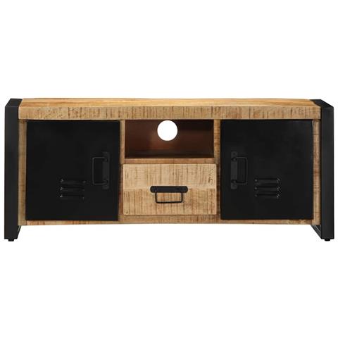 Mobile Porta Tv 100x30x40 Cm In Legno Massello Di Mango Grezzo - Foto 2