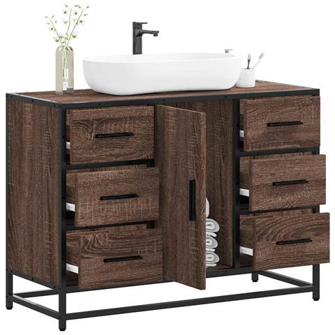 Mobile Lavabo Bagno Rovere Marrone 60x30x60cm Legno Multistrato - Foto 1