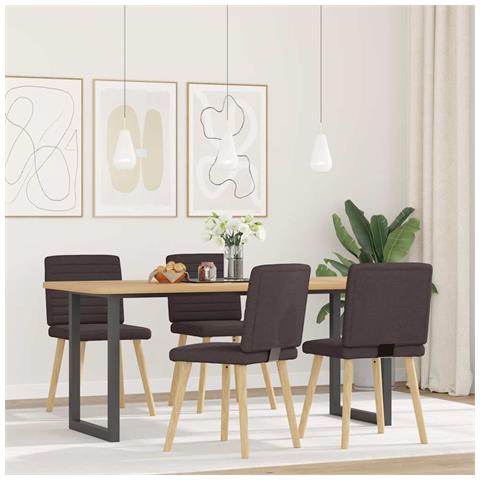 Sedie Da Pranzo 4 Pz Marrone Scuro In Tessuto - Foto 2