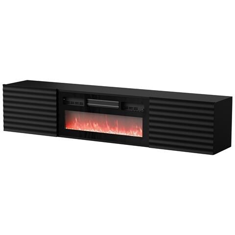 Armadio RTV TULA 183x35x37 nero opaco + camino nero - Foto 1