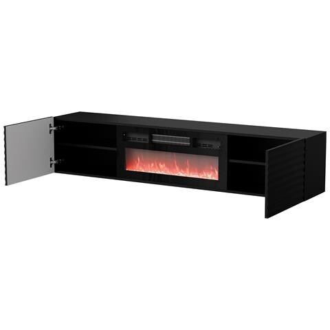 Armadio RTV TULA 183x35x37 nero opaco + camino nero - Foto 2