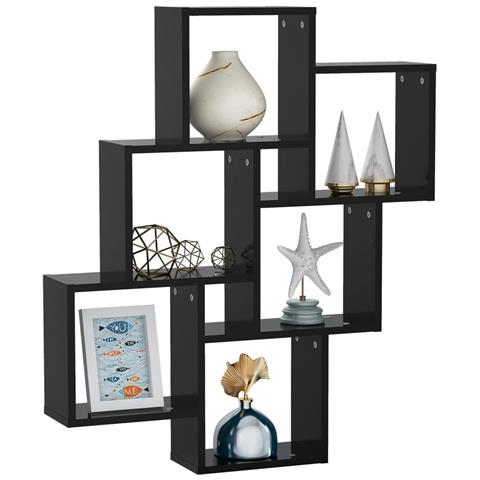 Mensola Da Parete A Cubo Nera 78x15x93 Cm In Legno Multistrato - Foto 2