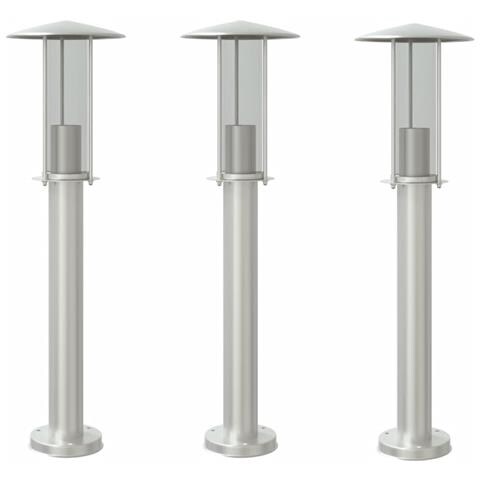 Lusso Casadino -  Lampade Da Terra Per Esterni 3 Pz Argento 60 Cm In Acciaio Inox - Foto 1