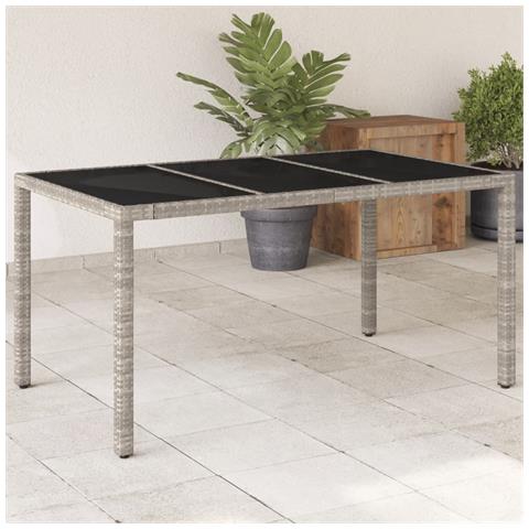 Tavolo Giardino Piano Vetro Grigio Chiaro 150x90x75 Polyrattan - Foto 8