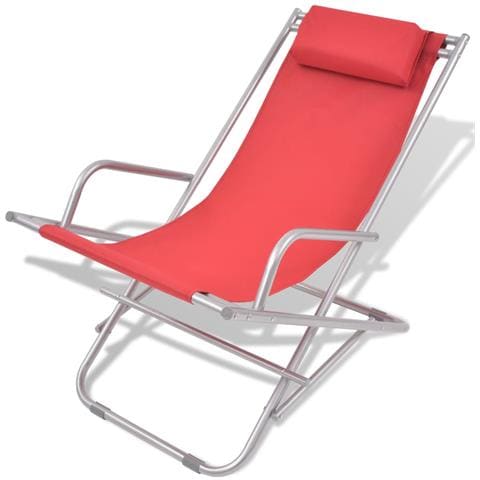 Sedie A Sdraio Reclinabili 2 Pz In Acciaio Rosso - Foto 1