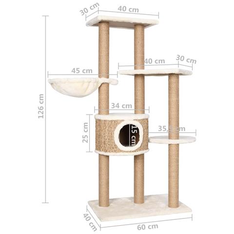 Lusso Casadino -  Albero Per Gatti Con Palo Tiragraffi 126 Cm In Giunco - Foto 8