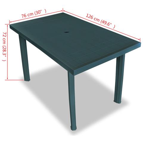 Tavolo Da Giardino Verde 126x76x72 Cm In Plastica - Foto 5