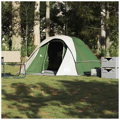 Tenda da Campeggio a Cabina per 4 Persone Verde Impermeabile - Foto 1