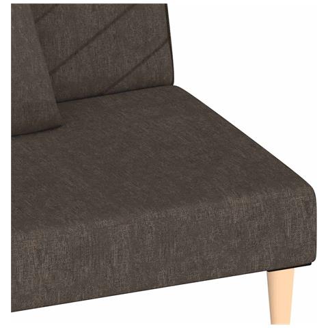 Divano Letto a 2 Posti con 2 Cuscini Marrone in Tessuto - Foto 9