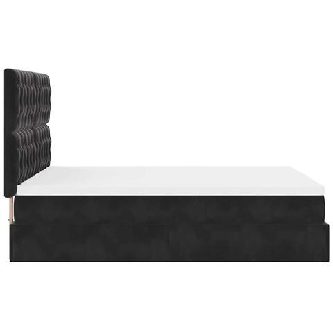Struttura Letto Pouf con Materassi Nero 140x200 cm in Velluto - Foto 9