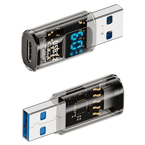 Adattatore Da Usb-a Maschio A Type-c Femmina Con Display Digitale - Nero Trasparente (confezione Da 2) - Foto 2