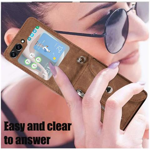 Custodia A Tracolla Retrò Per Samsung Z Flip 3 Con Portacarte - Foto 5