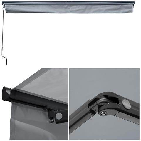 Tenda Saule 3,95 × 3 M Con Semicupio - Tessuto Grigio E Struttura Grigia - Foto 4