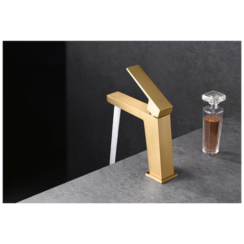 Imex Miscelatore Lavabo Monocomando In Ottone Con Cartuccia Ceramica Ø35mm Flessibili 3-8 Inclusi Finitura Pvd Oro Spazzolato Serie Art Imex-bdar025-1oc - Foto 1