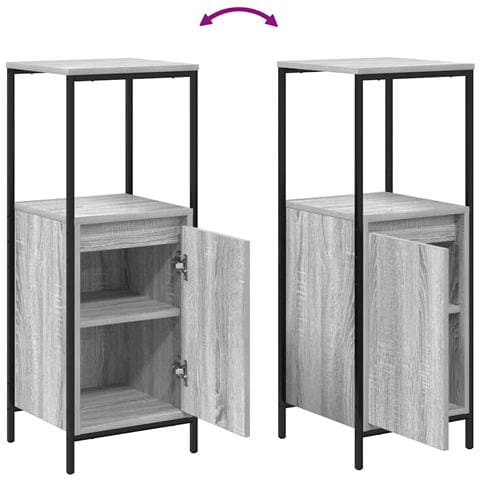 Set di mobili per il bagno con porta 3 pcs Grigio sonoma e Nero - Foto 9