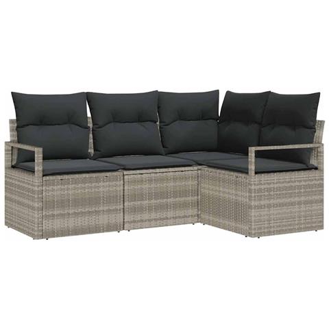 Set Divano da Giardino con cuscino 4 pcs Grigio chiaro - Foto 1