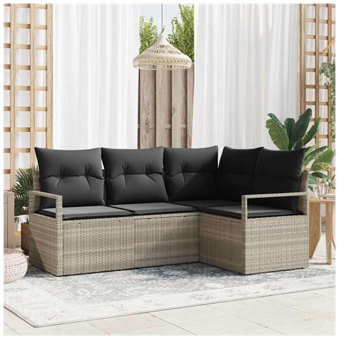 Set Divano da Giardino con cuscino 4 pcs Grigio chiaro - Foto 2