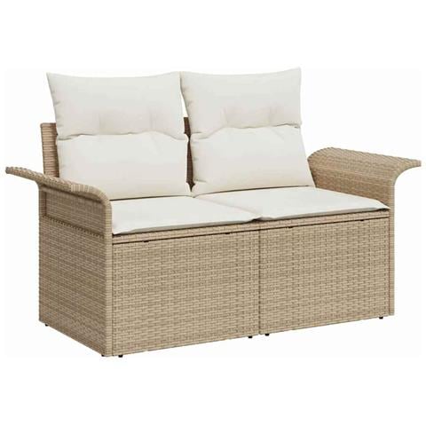 Set Divano da Giardino con cuscino 7 pcs Beige Poly Rattan - Foto 2