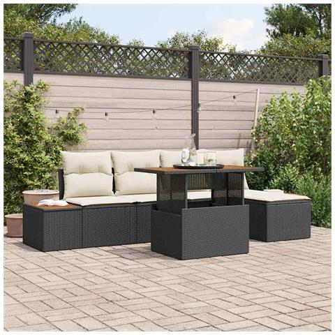 Set Divano da Giardino con archiviazione 6 pcs Nero Poly Rattan - Foto 2