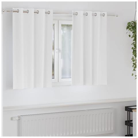 Tende con tende 2 pcs Bianco Puro Poliestere - Foto 2