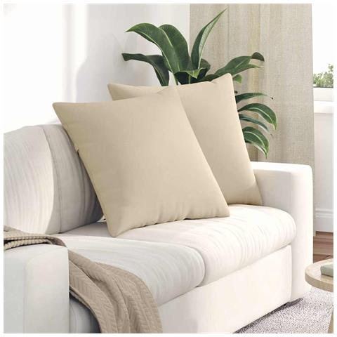Cuscini da Divano 2 pcs Crema 60 x 60 cm Tessuto - Foto 2