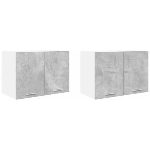 Armadio pensile con porta Riga 2 pcs Grigio Cemento e Bianco - Foto 1