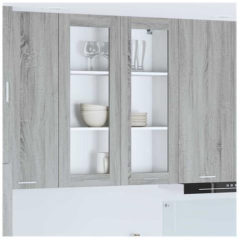 Armadio pensile con porta Riga Grigio Sonoma 80 x 31 x 100 cm - Foto 2