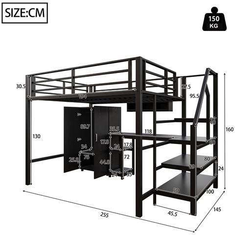 Letto Soppalco Completo Con Armadio, Scrivania E Scala Organizzativa - Foto 3