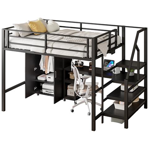 Letto Soppalco Completo Con Armadio, Scrivania E Scala Organizzativa - Foto 1