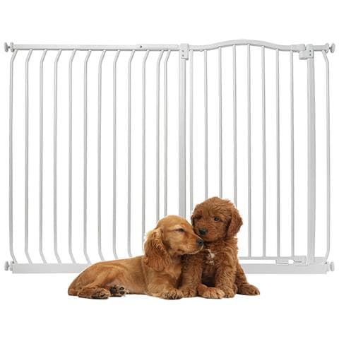 Bettacare Cancelletto Per Cani Extra Alto Con Parte Superiore Incurvata, 134cm - 143cm, Bianco Opaco, Extra Alto Con 100cm Di Altezza - Foto 1