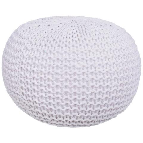 Pouf In Cotone Intrecciato Bianco 38x38x30h - Foto 1