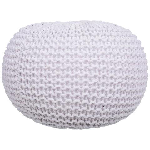 Pouf In Cotone Intrecciato Bianco 38x38x30h - Foto 2