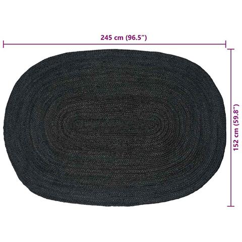 Tappeti per area Ovale Nero 152 x 245 cm Juta - Foto 8