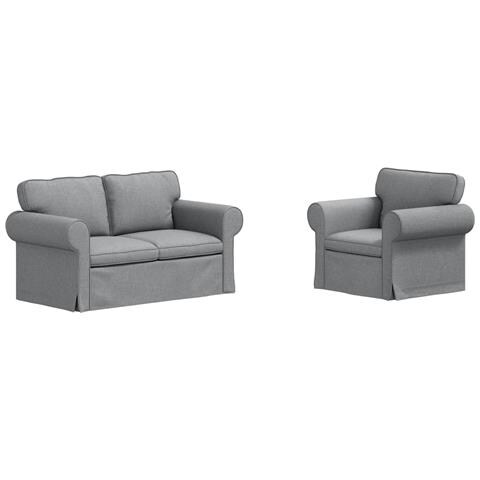 Divano 2 pcs Grigio chiaro 155 x 82 x 80 cm Tessuto - Foto 1