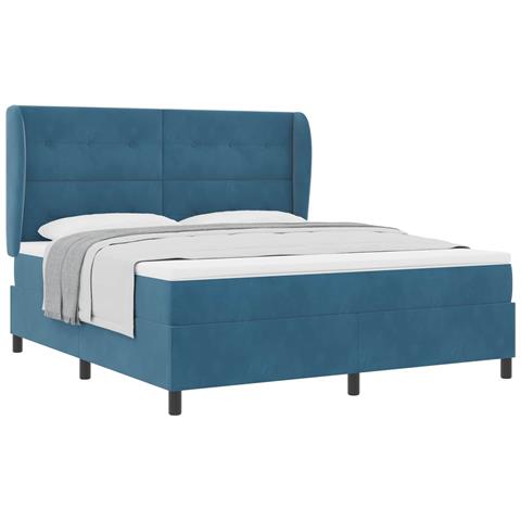 Letto a molle con materasso Blu Scuro 200 x 180 cm Poliestere - Foto 1
