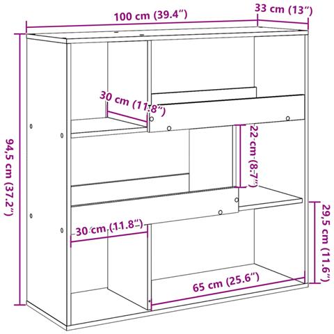 Divisorio Legno Antico 100x33x94,5 cm in Truciolato - Foto 9