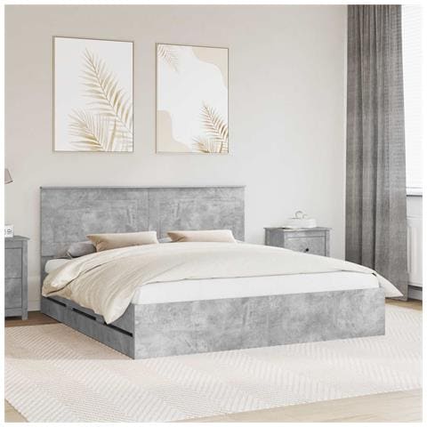 Struttura del letto con cassetto Grigio cemento 200 x 200 cm - Foto 2