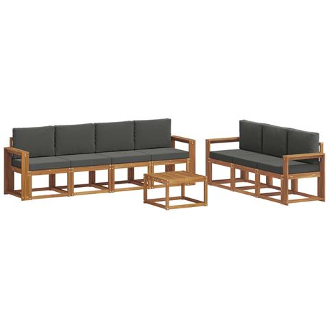 Set di divani da esterno con cuscino 8 pcs Naturale e Antracite - Foto 1