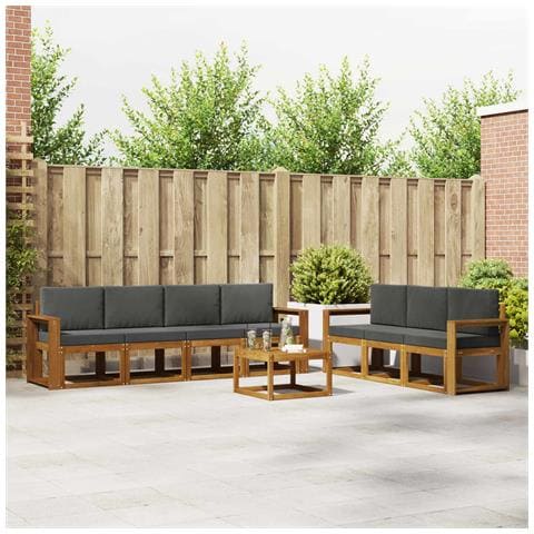 Set di divani da esterno con cuscino 8 pcs Naturale e Antracite - Foto 2