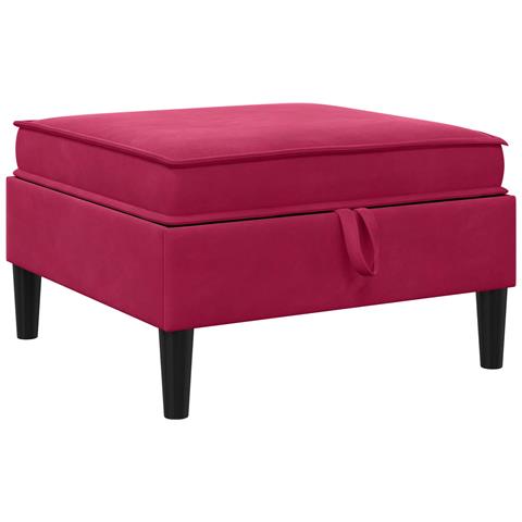 Pouf con Storage Rosso Vino Velluto - Foto 1