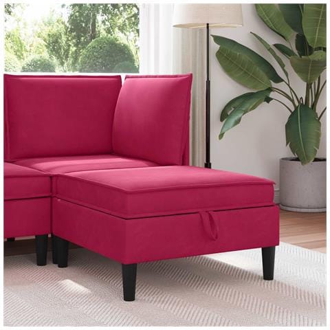 Pouf con Storage Rosso Vino Velluto - Foto 2