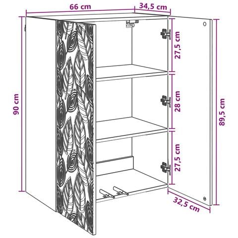 Mobiletto a muro Bianco 66 x 34,5 x 90 cm Legno ingegnerizzato - Foto 7